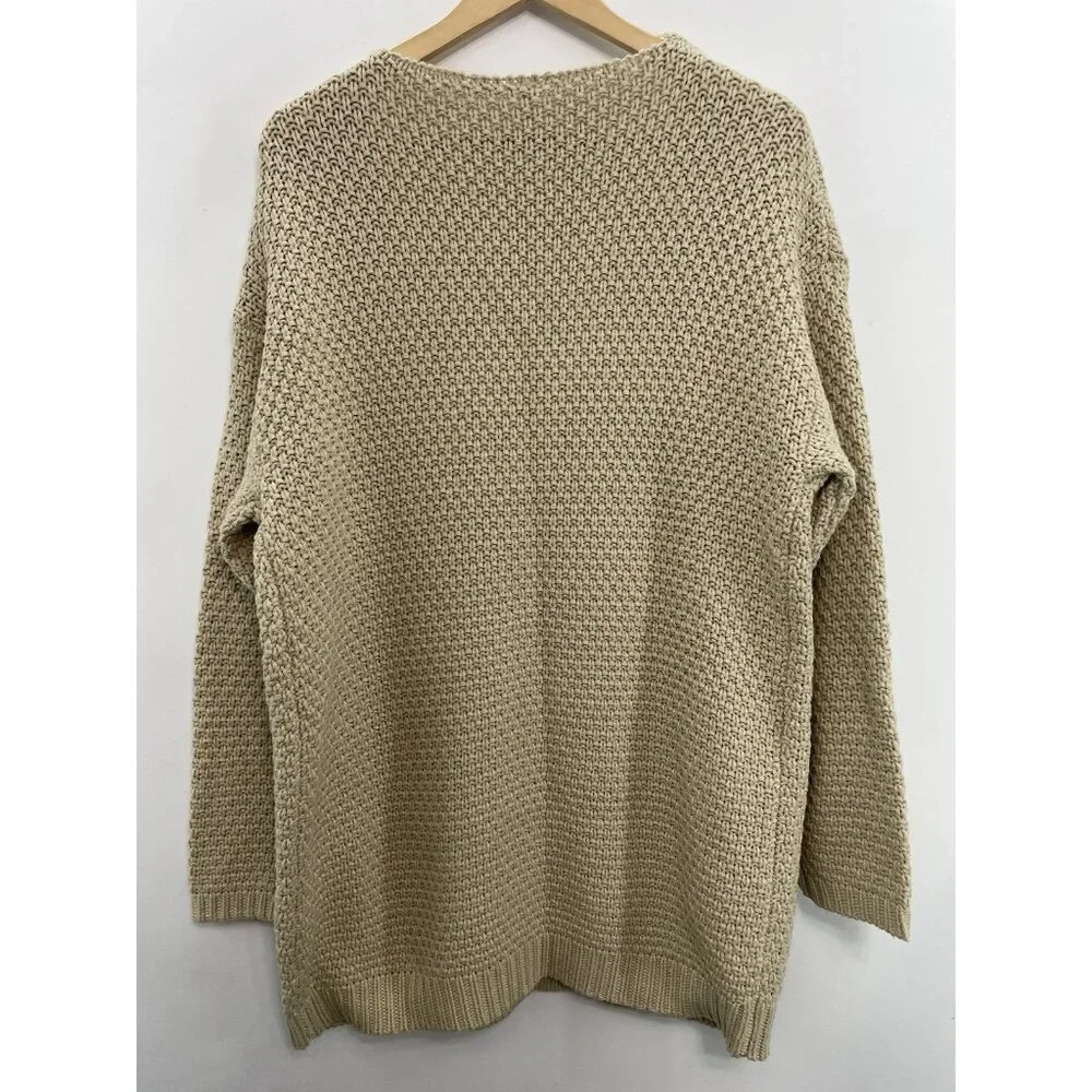 Grecerelle Open Front Cardigan Sweater Chunky Knit Pockets Tunic Tan Womens 2XL
